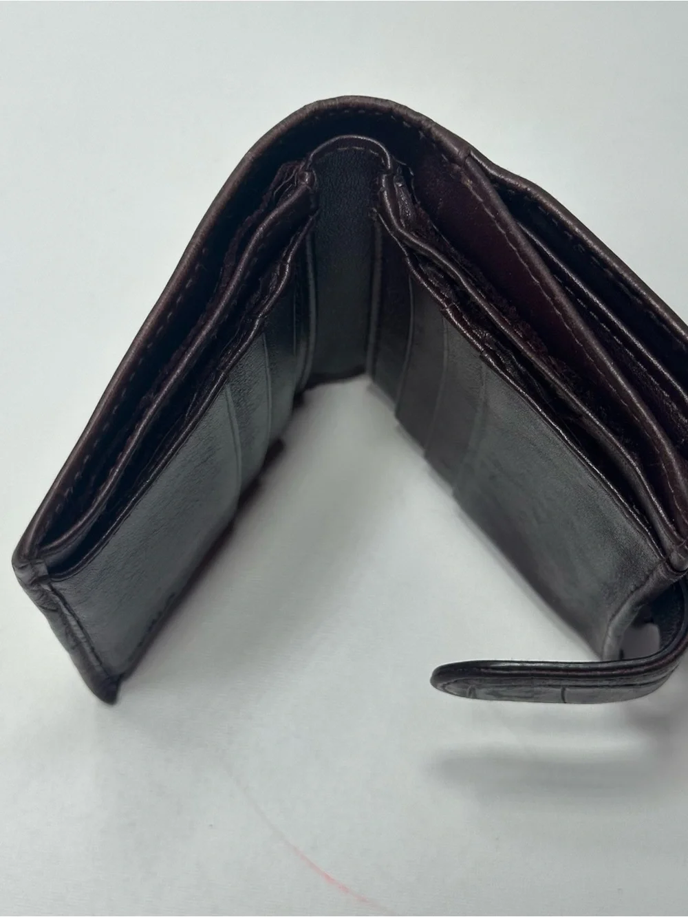 Furla Vintage Brown Croc Embossed Leather Small Bifold Wallet Snap Zip
